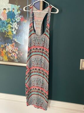 Mara Hoffman Swim  Coral, Teal & Black Patterned Maxi Dress